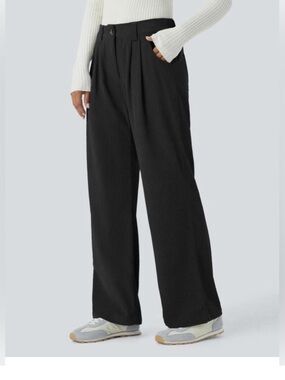 NWT Halara Mid Rise Pocket Straight Leg Corduroy Casual Pants Large PETITE